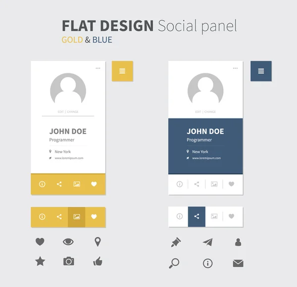 Panel social vectorial en diseño plano — Vector de stock