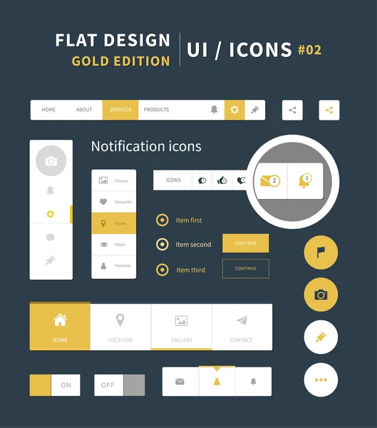 Kit ui de diseño plano vectorial para diseño web — Vector de stock