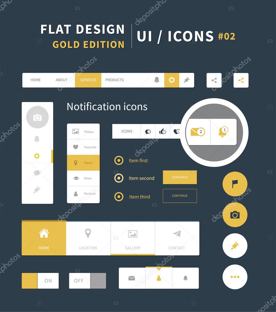 Vector flat design ui kit for webdesign