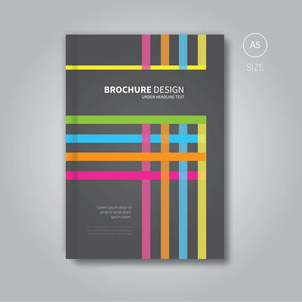 Černá brožura s barevnými linkami — Stockový vektor
