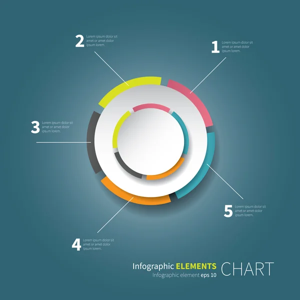 Graphique à secteurs moderne avec 5 options — Image vectorielle