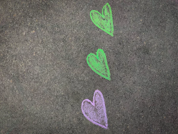 Espaço Cópia Mão Desenhado Coração Colorido Símbolos Amor Usando Peças — Fotografia de Stock