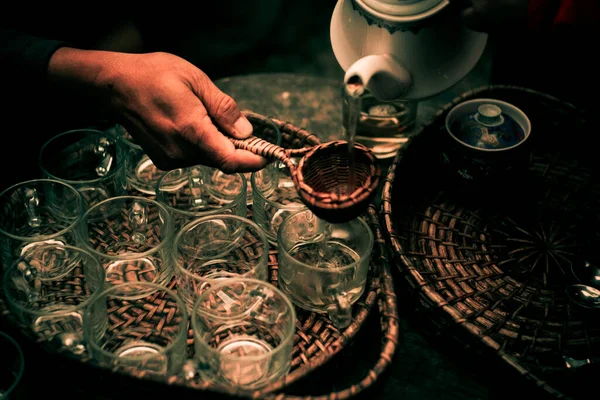 Tea Being Served Tiny Glasses — Stock Photo, Image