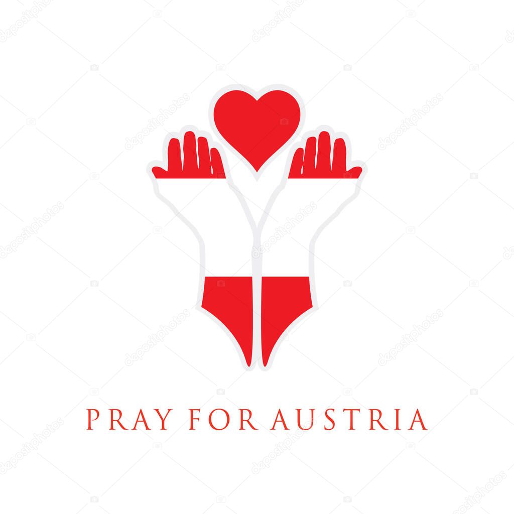 pray for austria, pray for vienna vector illustration. lebanon flag from massive explosion. design for humanity, peace, donations, charity and anti-war, stop terrorism. Save Austria, save vienna