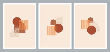 Duvar dekorasyonu, kartpostal ya da broşür kapağı tasarımı için yaratıcı minimalist el boyama seti. Vektör EPS10.