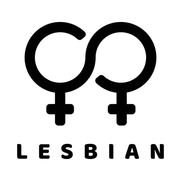 Simbolo Genere Lesbico Icona Glyph Vettoriale Correlata Isolato Sfondo Bianco — Vettoriale Stock