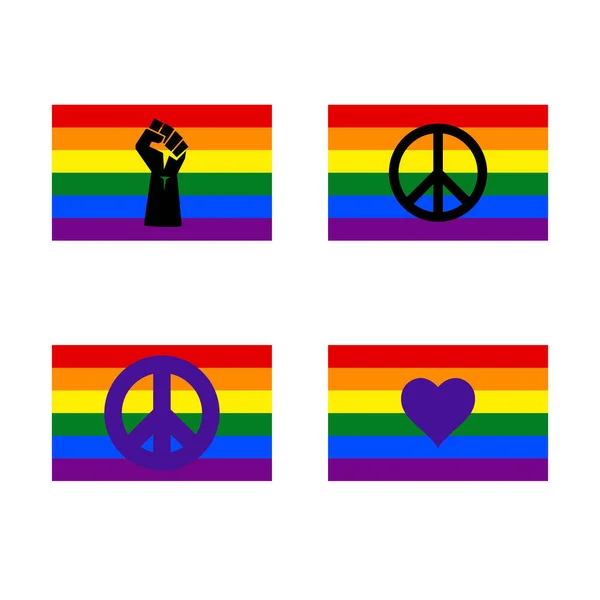 レズビアン バイセクシャル トランスジェンダー 無性愛者 インターセクシャル クィアの関係 愛やセクシュアリティの権利のためのLgbtフラグ — ストックベクタ