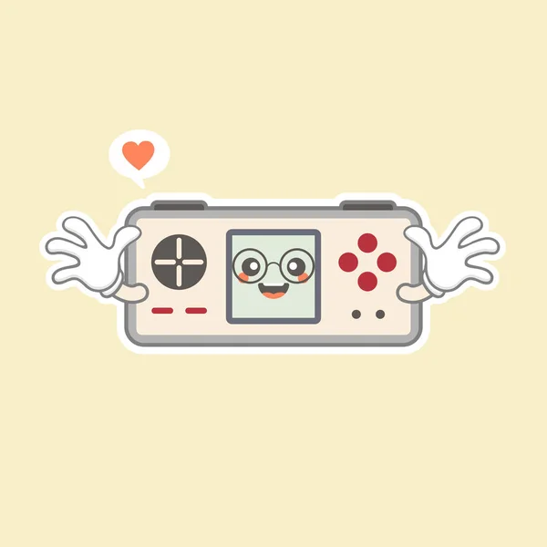 Graziosa Illustrazione Vettoriale Della Console Portatile Kawaii Logo Della Mascotte — Vettoriale Stock