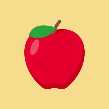 Apple yassı tasarım vektör çizimi. Restoran menüsü, yemek kitapları ve organik tarım etiketi. Sağlıklı yiyecekler. Lezzetli vejetaryen. Organik ürün. Mutfak malzemeleri..