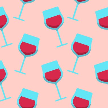 Şarap kadehinin düz desenli düz tasarım çizimi