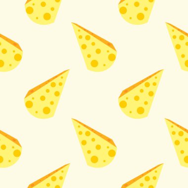 Peynir yassı tasarım kusursuz desen. Yapraklar ve sebzelerle kusursuz desen. Sanatın vektör illüstrasyonu. Klasik arka plan. Kumaş ve kağıt için mutfak ve restoran tasarımı