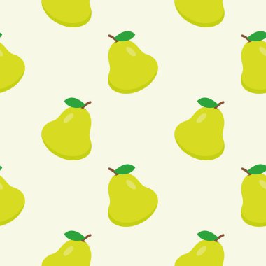 Armut, düz dizayn, kusursuz desen. Yapraklar ve sebzelerle kusursuz desen. Sanatın vektör illüstrasyonu. Klasik arka plan. Kumaş ve kağıt için mutfak ve restoran tasarımı