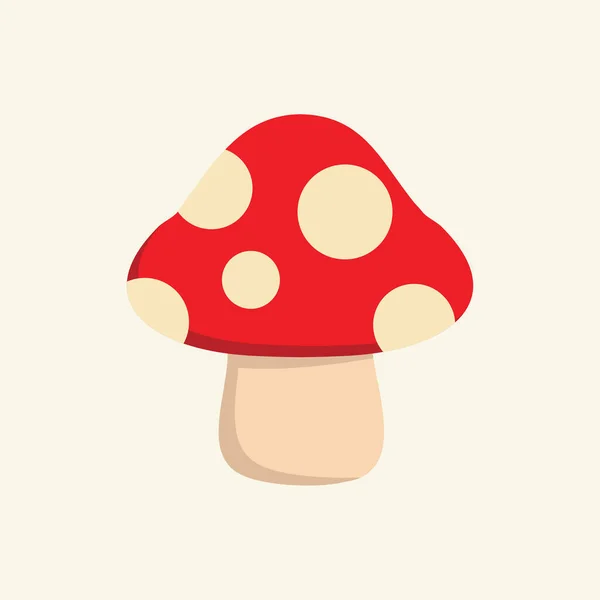 Cogumelo Desenho Plano Ilustração Vetorial Símbolo Cogumelo Vermelho Amanita Cogumelo —  Vetores de Stock