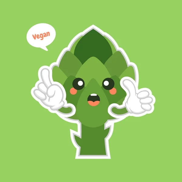 Niedlich Und Kawaii Artischocke Cartoon Vegetable Food Charakter Emoji Vector — Stockvektor