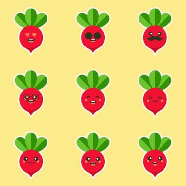 Şirin ve kawaii pancar sebze karakteri. Vektör el çizimi komik karakter çizimi simgesi. Renk arkaplanından izole edilmiş. Pancar sebze karakter konsepti. Vejetaryen yemeği.