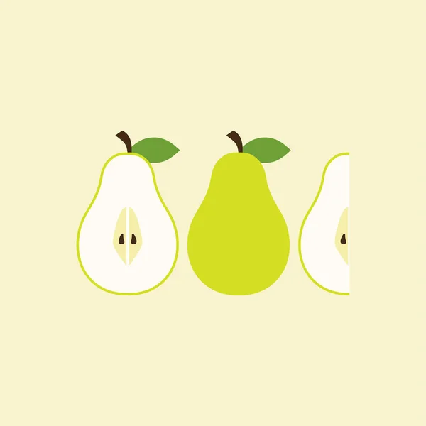 Demi Coupe Poire Fruit Plat Design Icône Poire Illustration Plate — Image vectorielle