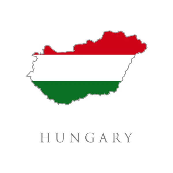 Bandiera Della Repubblica Ungheria Sovrapposta Sulla Carta Geografica Isolata Sfondo — Vettoriale Stock