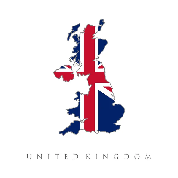 统一王国的地图 英国的地图和国旗 大不列颠及北爱尔兰联合王国地图 英国国旗上有十字 白人背景 — 图库矢量图片