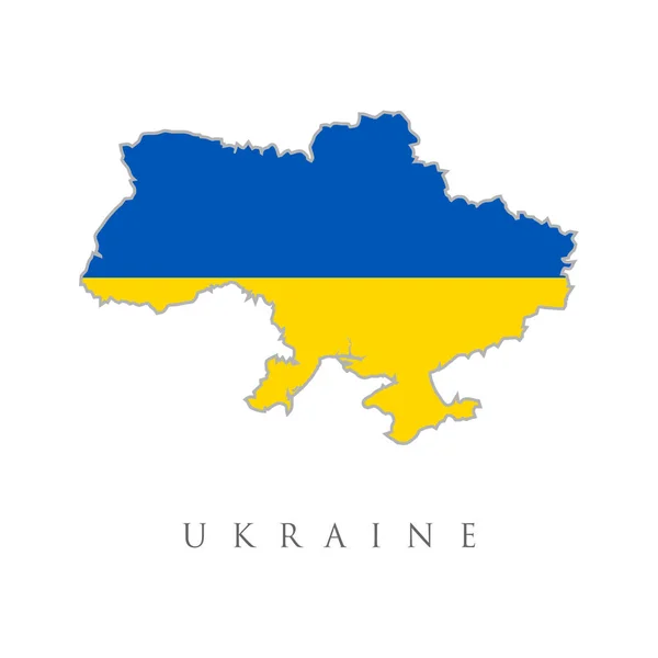 Einfache Landkarte Der Ukraine Mit Isolierter Flagge Auf Weißem Hintergrund — Stockvektor