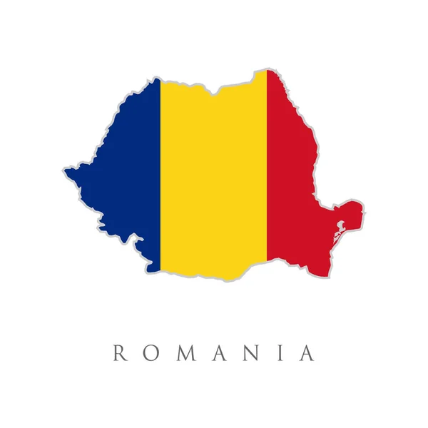 Mapa Rumania Con Bandera Aislada Sobre Fondo Blanco Ilustración Vectorial — Vector de stock