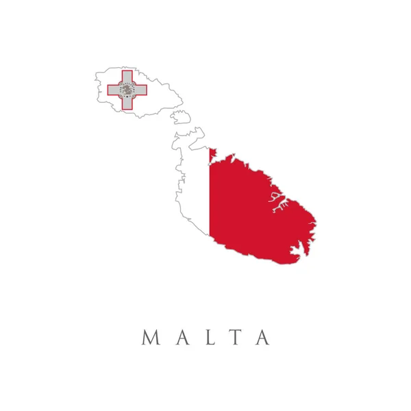 Malta Vectorkaart Met Vlag Erin Nationale Vlag Van Malta Republiek — Stockvector