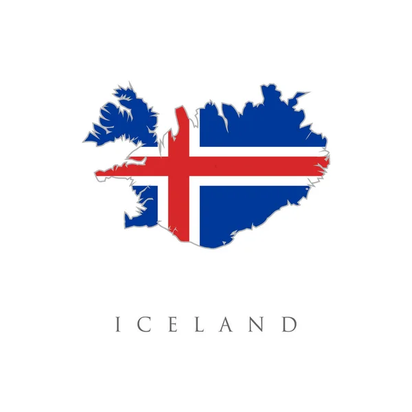 アイスランドの旗の地図 白い縁の赤い北欧の十字の青いフィールド アイスランドの概要 北大西洋の北欧の島の国 — ストックベクタ