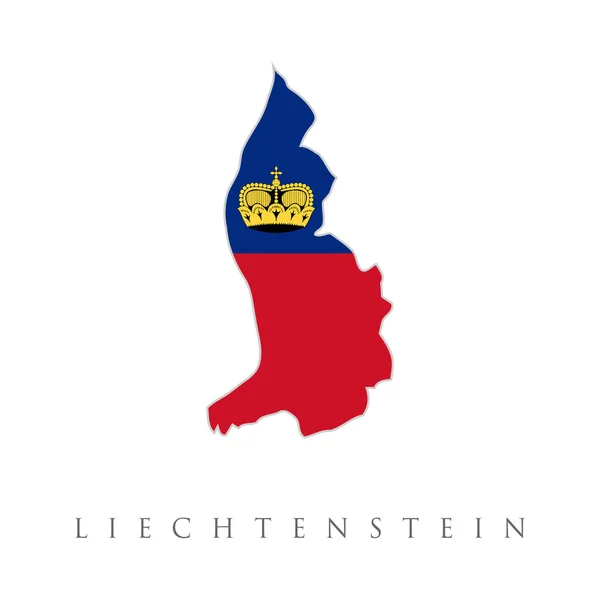 Kaart Nationale Vlag Van Liechtenstein Kaart Vlag Van Liechtenstein Geïsoleerd — Stockvector