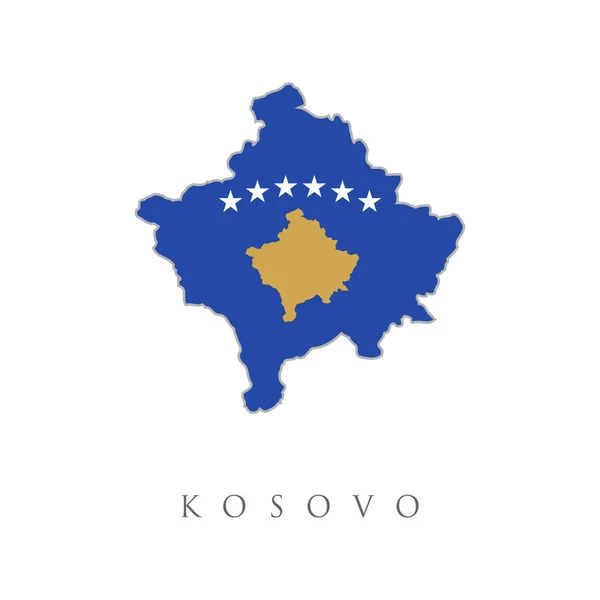 この地図の形をしたコソボ国旗のベクトルイラスト 白に隔離されたコソボの旗で地図 コソボ孤立国の国旗 — ストックベクタ