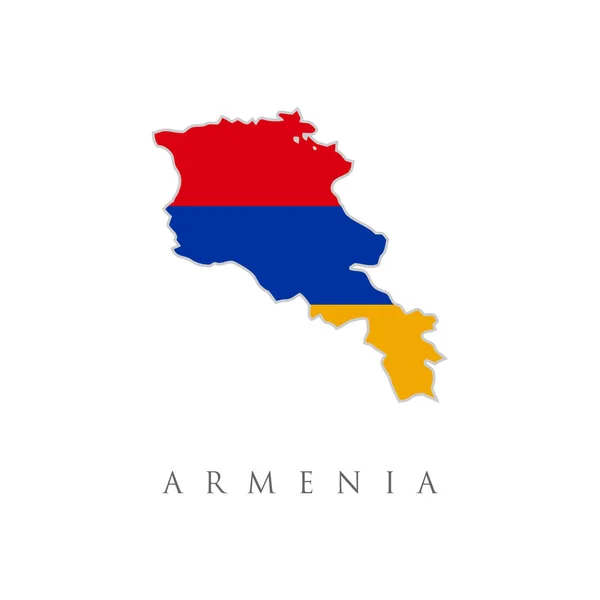 地図アウトラインとアルメニアの旗 赤の水平方向の三色 オレンジ アルメニア国旗国家のシンボルは 背景の国旗に孤立 アルメニア共和国独立記念日 — ストックベクタ