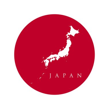 Japon vektör illüstrasyonunun haritalarının bulunduğu Japonya bayrağı. Ulusal bayrak resmi olan Japonya haritası.