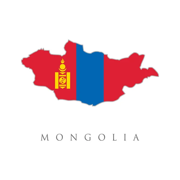 Mongólia Részletes Térképe Ország Zászlajával Mongólia Térképe Mongol Nemzeti Zászlóval — Stock Vector