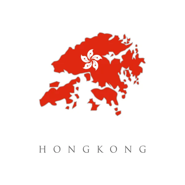 Hong Kong Outline Kaart Met Vlag Vector Kaart Hongkong Land — Stockvector