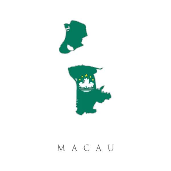 Map National Flag Macau Map Outline Flag Macau Green Lotus — Stock Vector