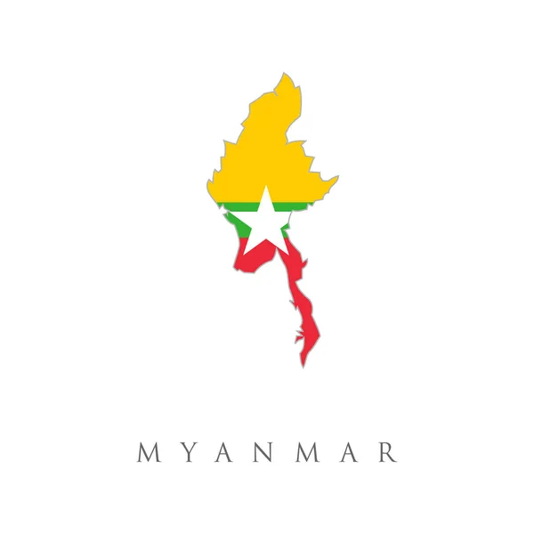 Myanmar Burma Detaljerad Karta Med Landets Flagga Unionen Myanmar Eller — Stock vektor