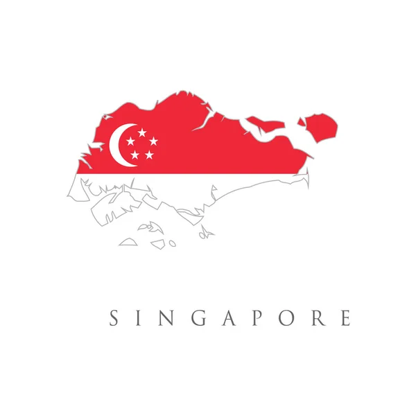 Карта Сингапура Флагом Простой Флаг Республики Сингапур Изолированный Вектор Официальных — стоковый вектор