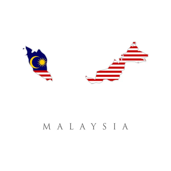 Malajsie Země Vlajka Uvnitř Mapy Obrysu Design Ikony Logo Malajsie — Stockový vektor