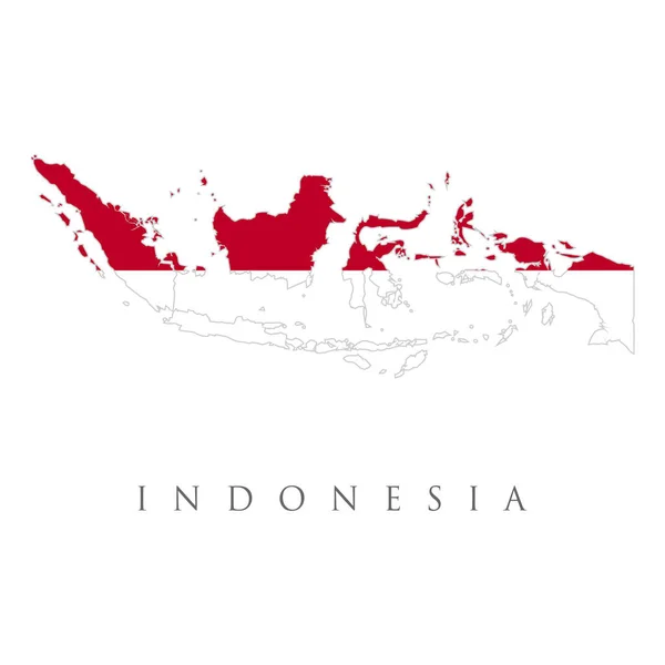 Peta Dan Bendera Indonesia Dengan Latar Belakang Putih Indonesia Adalah - Stok Vektor