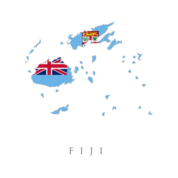 Fiji Bayrağı Fiji Nin Ulusal Haritasında Fiji Bayrağı Var Fiji — Stok Vektör