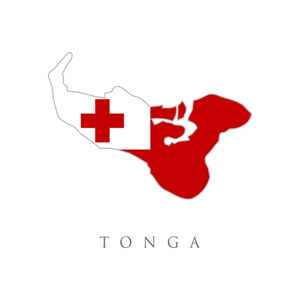 Vektorkarte Von Tonga Mit Flagge Isolierte Weiße Hintergrund Tonga Länderflagge — Stockvektor