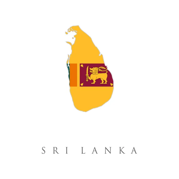 Sri Lanka Land Flagga Inuti Kartan Kontur Design Ikon Logotyp — Stock vektor