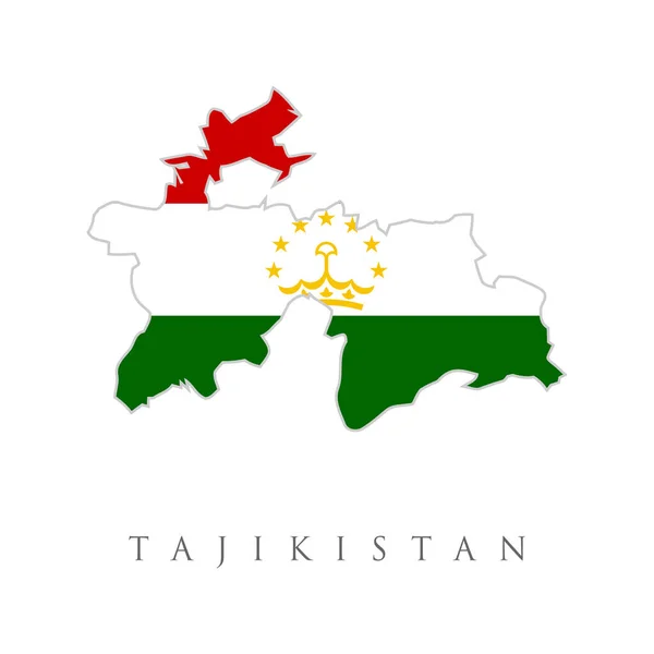 Tadzjikistan Kaart Met Nationale Vlag Plattegrond Vlag Van Tadzjikistan Een — Stockvector