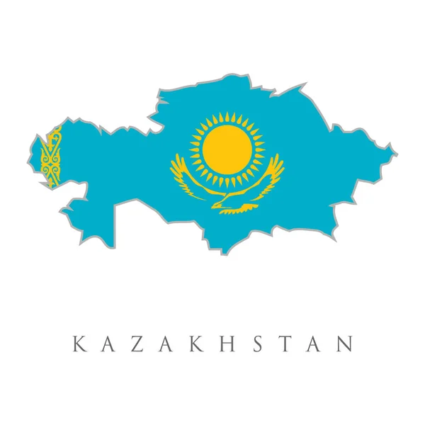 Kazachstan Logo Kaart Van Kazachstan Met Landsnaam Vlag Krachtige Vectorillustratie — Stockvector