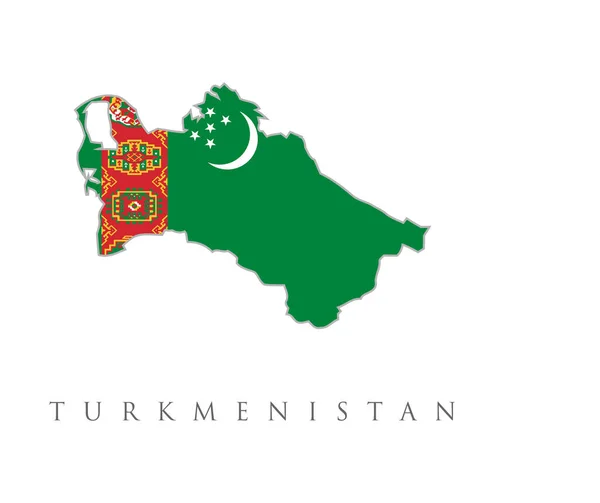 Forma País Delineado Lleno Bandera Turkmenistán Campo Verde Con Franja — Archivo Imágenes Vectoriales