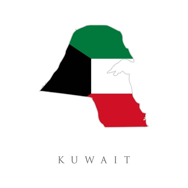 Váratlanul Részletes Térkép Ország Zászlajával Sziluett Ország Határtérkép Kuvait Nemzeti — Stock Vector