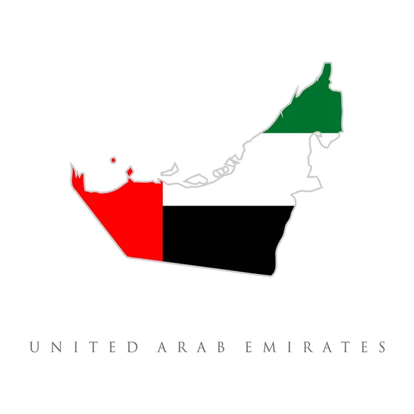 Térkép Egyesült Arab Emírségek Zászlóval Vector Elszigetelt Egyszerűsített Illusztráció Ikon — Stock Vector