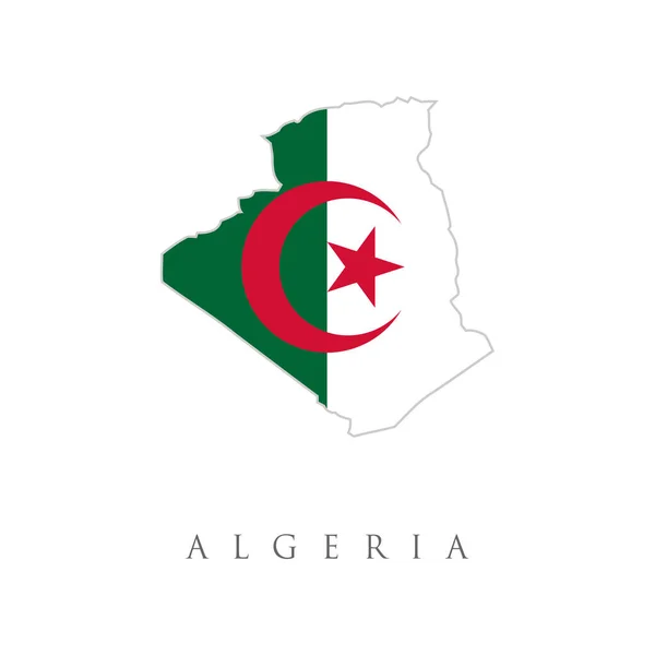 Harita Içerisindeki Cezayir Bayrağı Tasarım Simgesi Logosu Cezayir Bayrak Haritası — Stok Vektör