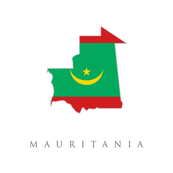 Mauretanien Land Flagga Inuti Kartan Kontur Design Ikon Logotyp Flaggkarta — Stock vektor