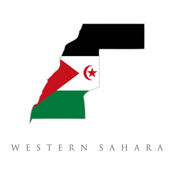 Carte Drapeau Sahara Occidental Carte Sahara Occidental Avec Drapeau National — Image vectorielle