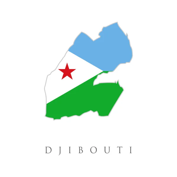 Flaggkarta Över Djibouti Landets Flagga Form Gränser Stock Vektor Illustration — Stock vektor