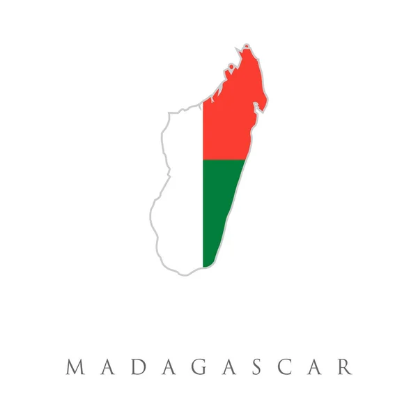 Vlaggenkaart Van Madagascar Kaart Van Madagaskar Met Een Officiële Vlag — Stockvector